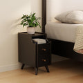 AQIMUELE Small Nightstand with Drawers, Solid Wood Bedside Table, Narrow Walnut by AQIMUELE