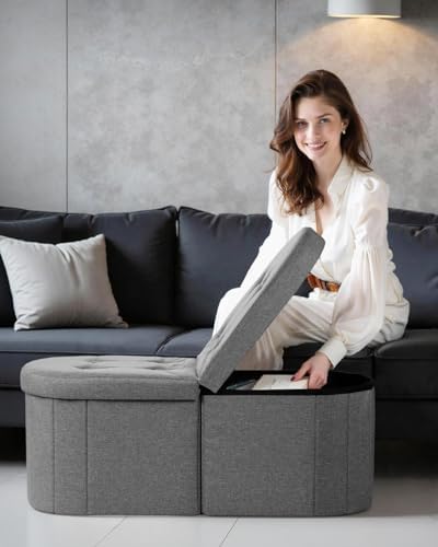 AmasSmile Oval Ottoman Storage Bench - Image 5