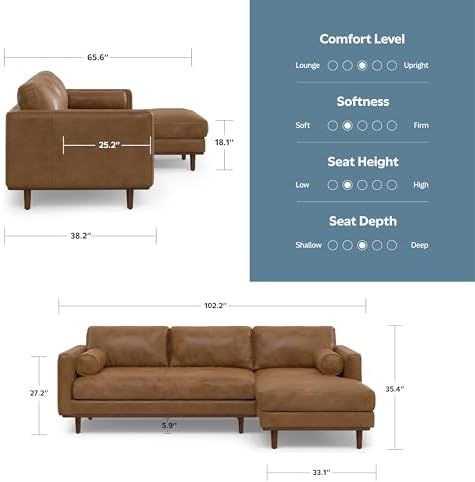 SIMPLIHOME Morrison 102" Full-Grain Leather Right-Facing Sectional Sofa - Image 3