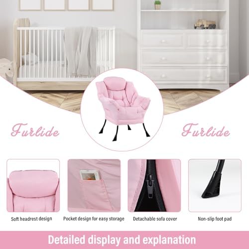 Furlide Lazy Chair with Ottoman, Soft Comfy Chair - Image 4
