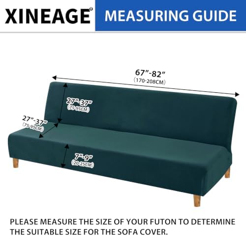 XINEAGE Velvet Armless Futon Cover, Stretch Pet Futon Slipcover, Dark Green - Image 3