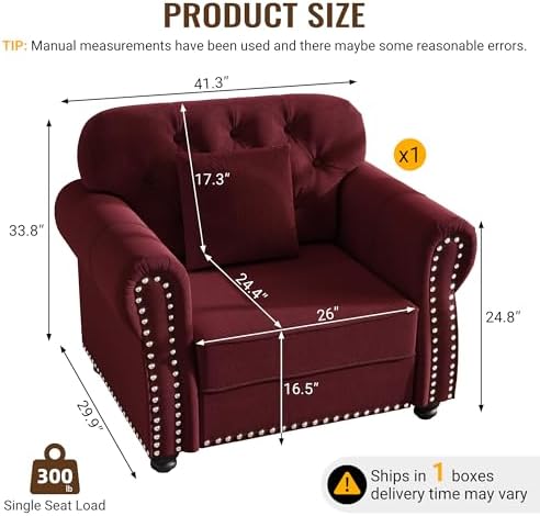 KEIKI 41" Velvet Chesterfield Sofa - Image 2