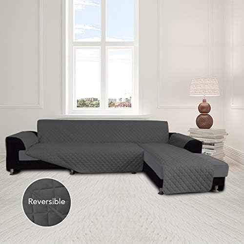 Easy-Going Reversible L-Shape Sectional Couch Cover, Dark Gray - Image 2