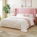 Allewie Queen Size Velvet Platform Bed Frame Frame, Tall Wingback Headboard by Allewie