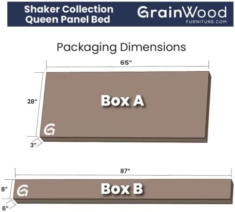Grain Wood Furniture Shaker Solid Wood Panel Platform Bed, Queen Size - Image 7