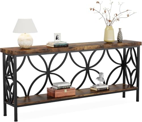 LITTLE TREE Sofa Table, 70.9 Inch Industrial Behind Couch Table by LITTLETREE