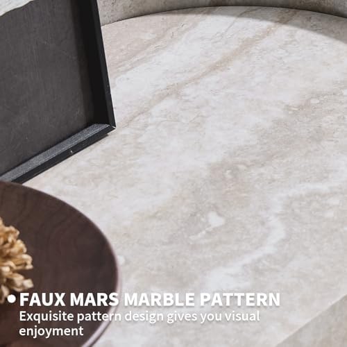 LKTART 53" Console Table with Faux Marble Pattern, 2-Tier Storage Shelves - Image 5