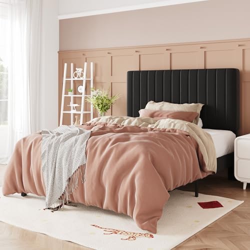 Allewie Twin Bed Frame, Velvet Upholstered Platform Bed by Allewie