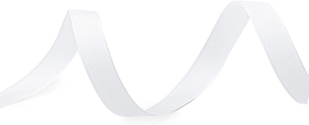 LIUYAXI 1/2" X 50 Yards Solid White Grosgrain Ribbon, Perfect for Crafts, Wedding Decor, DIY Hair Accessories, Sewing, Gift Package Wrapping and More