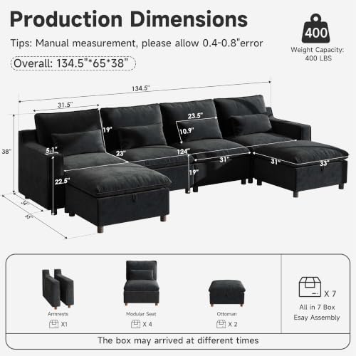 Ihanherry 134" Modular Sectional Sofa - Image 2