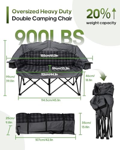 Padded Double Camping Chair Loveseat Oversized Camping Couch - Image 3