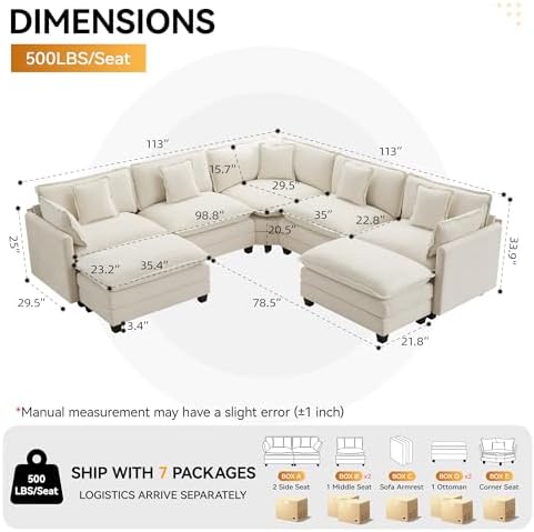113'' V Shaped Sectional Cloud Couch, Modular Sofas - Image 2
