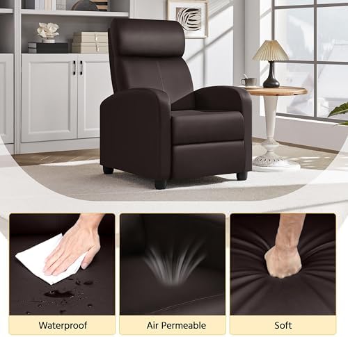 Yaheetech Recliner Chair with 3 Adjustable Angles Living Room Chairs Brown - Image 6