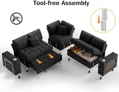 Vipbear 86" Modular Sectional Sleeper Sofa - Image 4