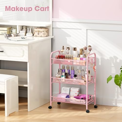 TOOLF 3 Tier Rolling Cart, Metal Utility Storage Cart - Image 5