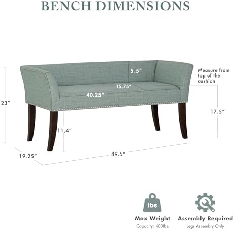 Madison Park Accent Bench for Living Room, Upholstered - Image 3