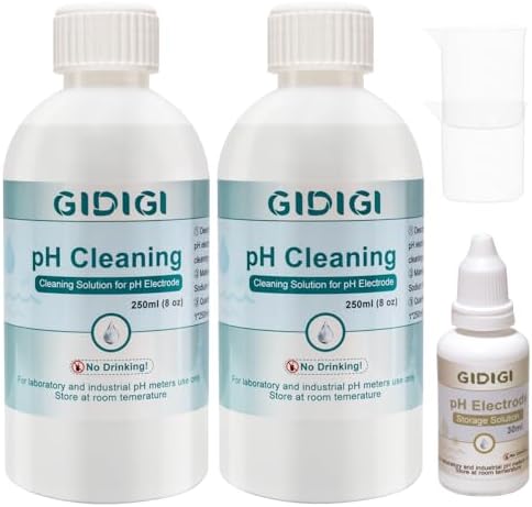 pH Cleaning Solution 250 ml x 2 and pH Electrodes Storage Solution by GIDIGI