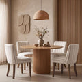 Farmhouse Dining Chairs Set of 4 Khaki Stripe Upholstered Linen Kitchen Chairs by DMFurniture