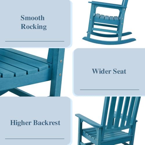 Psilvam Outdoor Rocking Chairs Set of 2, Oversized Porch Rocker - Image 4