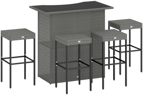 Outsunny 5 Piece Wicker Outdoor Bar Set by Outsunny