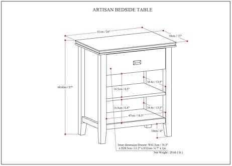 SIMPLIHOME Artisan 24" Wide Solid Wood Bedside Table in Russet Brown - Image 2