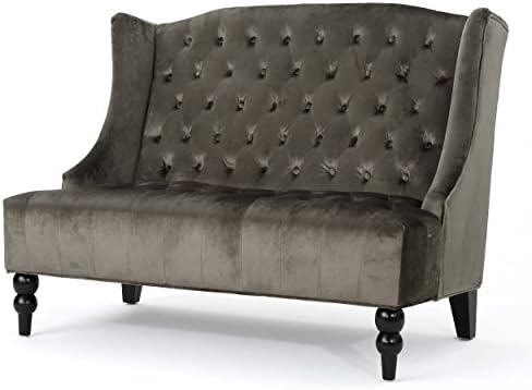 Modern Tufted Velvet Wingback Loveseat, Tufted Velvet 2 Seat Couch Sofas - Image 4