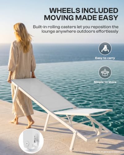 Outdoor Lounge Chair Set of 4, Aluminum Pool Lounge Chairs - Image 3