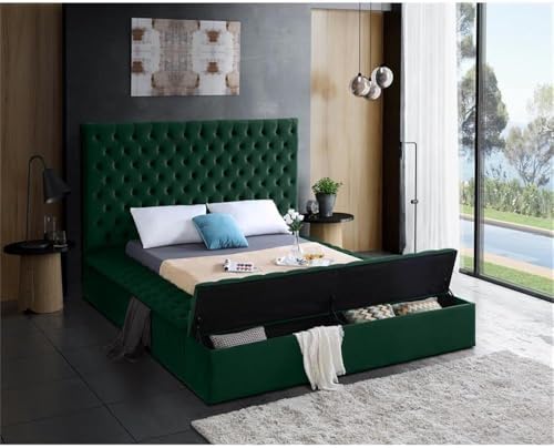 Meridian Furniture Bliss Collection Modern | Contemporary Velvet Upholstered Bed - Image 5