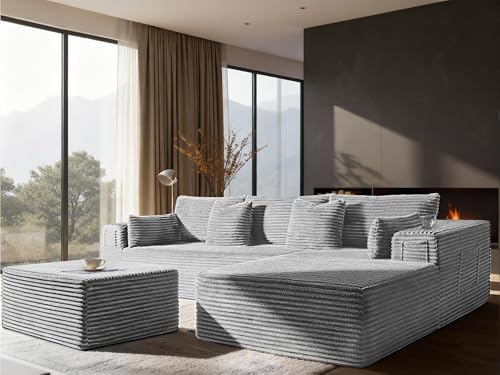 Oversized 108" Cloud Sectional Couch, Comfort U Shaped Boneless Sofa by VYUXWO
