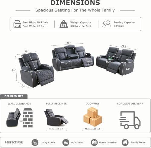 Leather Power Recliner Sofa Set - Image 2