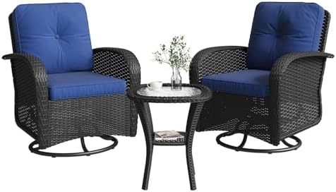 Aoxun 3 Pieces Patio Furniture Set, Patio Swivel Rocker Chairs Set of 2 by Aoxun