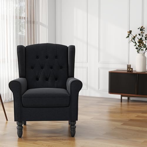 High Back Accent Chair, Upholstered Wingback Armchair - Image 6