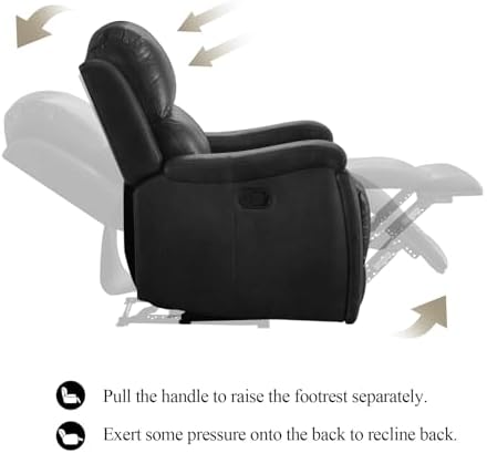 CANMOV Manual Recliner Chair, Classic Faux Leather Recliner Chair - Image 5