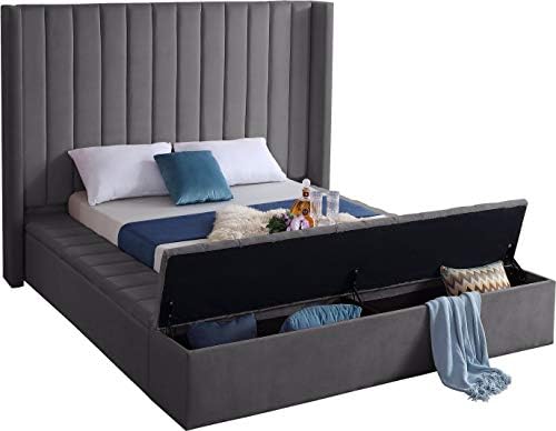 Meridian Furniture Kiki Collection Modern | Contemporary Velvet Upholsterd Bed - Image 4