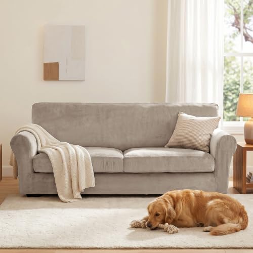 XINEAGE 3-Piece Velvet Sofa Cover, Couch Covers - Image 4