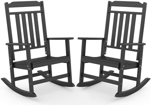 GREENVINES Classic Outdoor-Rocking-Chairs-Set-of-2, HDPE Rocker by GreenVines