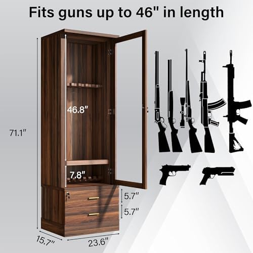Saudism Set of 2 Gun Safe for 12 Rifles, Wooden Gun Cabinet, Rifle Shotgun - Image 2