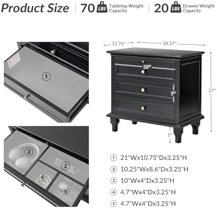 HULALA HOME Farmhouse 3 Drawer End Table - Image 2