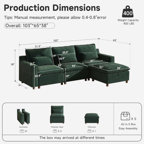 Ihanherry 103" Modular Sectional Sofa - Image 2