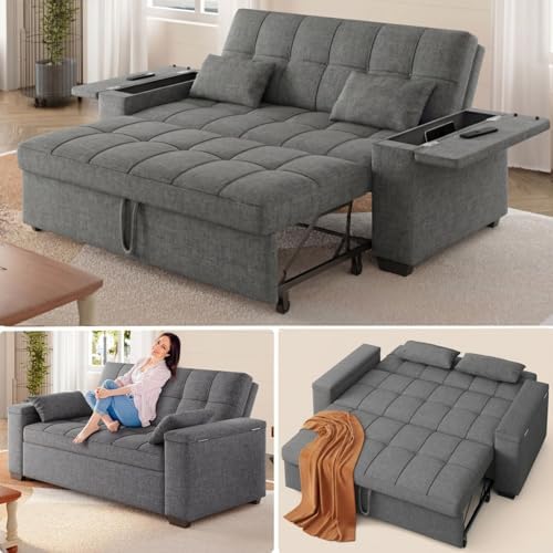 Gizoon 63.6" Convertible Sofa Bed, 3-in-1 Loveseat Sleeper, Small Couch - Image 5
