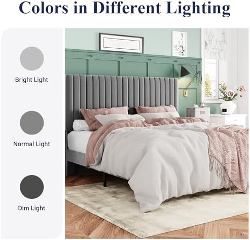 Allewie Full Bed Frame, Velvet Upholstered Platform Bed - Image 7