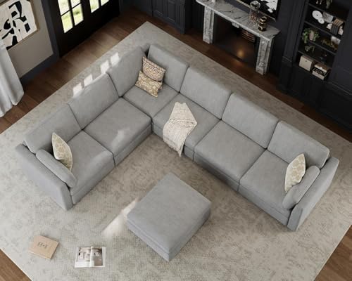 Oversized Modular Sectional Sofa V-Shaped Cloud Couches Gray - Image 4