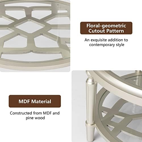 COSIEST Glass Coffee Table, 2-Tier Glass Top, Simple & Modern Center Table - Image 7