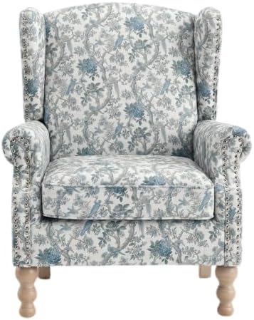 Mid Century Floral Wingback Chair by Unknown