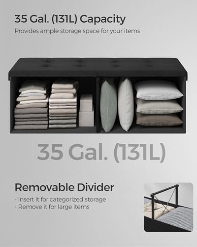 SONGMICS 43.3 Inches Storage Ottoman, Foldable Bench - Image 5