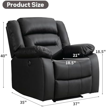 EBELLO Faux Leather Power Recliner Chair, Oversized Electric Overstuffed - Image 2
