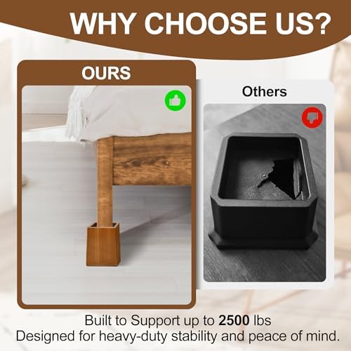 Wooden Bed Risers 5 Inch Heavy Duty, Support 2500 lbs - Image 6