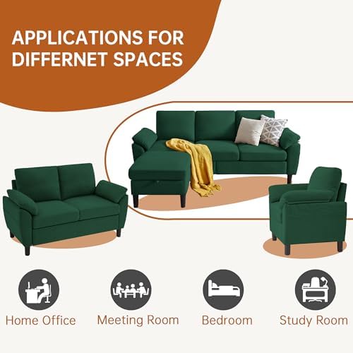 3 Pieces Sectional Sofa Set, 3-Seat L Shaped Couch - Image 6