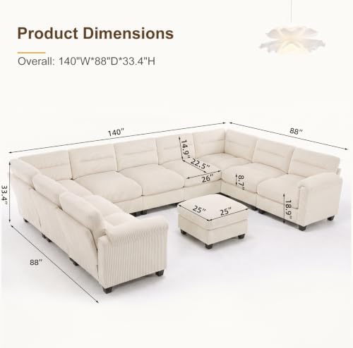 HAOMARKETS 141" Wide Modular Sectional Sofa Couch - Image 2