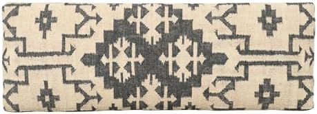 LR Home Black/Cream Handmade Upholstered Bench - Image 7